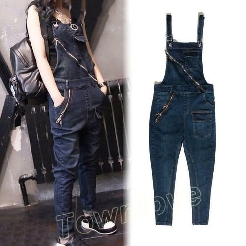 denim suspender jumpsuit